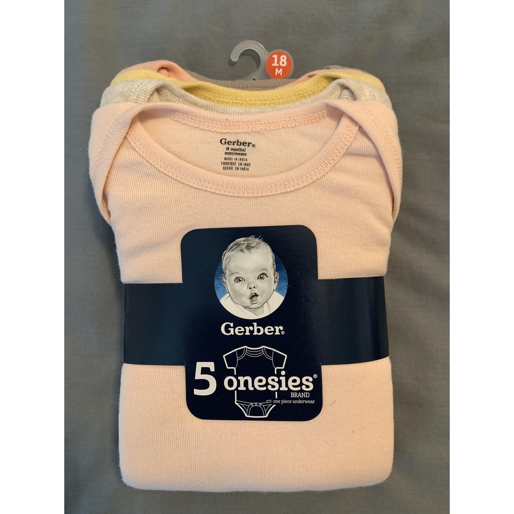 Gerber One-piece Bodysuits Baby‎ 18 Months Pastel 5 Pack Short Sleeve Cotton